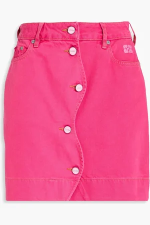 Ganni Button-detailed denim mini skirt - Pink - DE 34