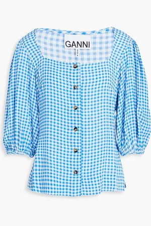 Ganni Gingham EcoVero-blend top - - DE 36