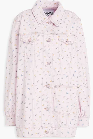 Ganni Floral-print denim jacket - Pink - S/M