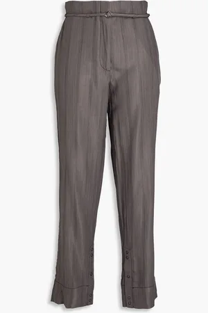 Ganni Belted striped twill tapered pants - - DE 48