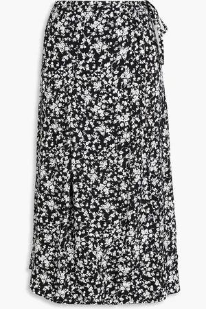 Ganni Floral-print crepe midi skirt - - DE 40