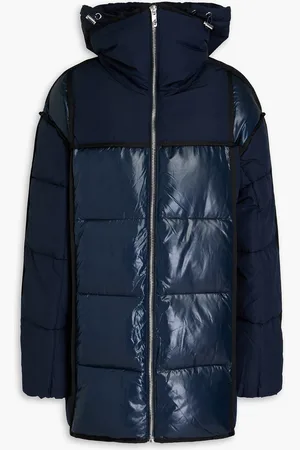 Ganni Quilted ripstop and shell hooded jacket - Blue - L/XL
