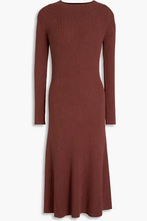 Joseph Ribbed silk-blend midi dress - - S