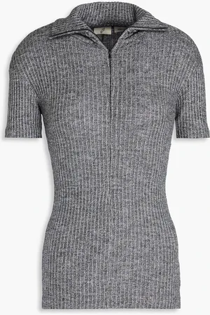 BITE Ribbed Lyocell-blend jersey half-zip top - - XL