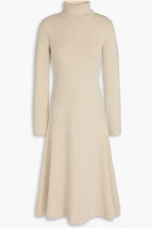 Joseph Silk-blend turtleneck midi dress - Neutral - XL