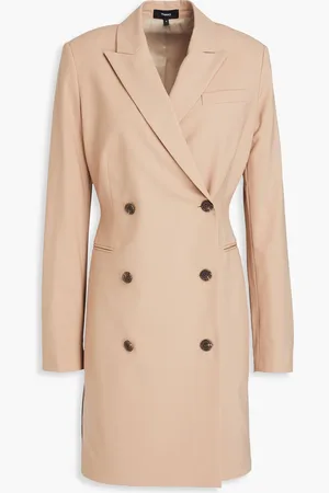 THEORY Double-breasted wool-blend mini dress - Neutral - US 14