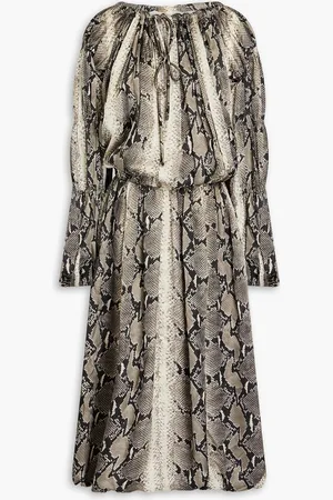 Khaite Cole snake-print cupro-satin midi dress - - US 2