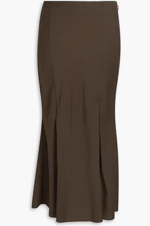 Khaite Levine pleated wool and silk-blend midi skirt - - US 2