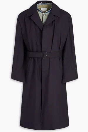 Maison Margiela Belted layered denim, seersucker, and cotton-poplin trench coat - Blue - IT 50