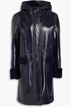 YVES SALOMON Shearling hooded coat - Blue - FR 38
