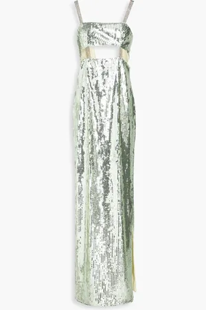 GALVAN Rebecca cutout sequined tulle gown - Green - FR 34