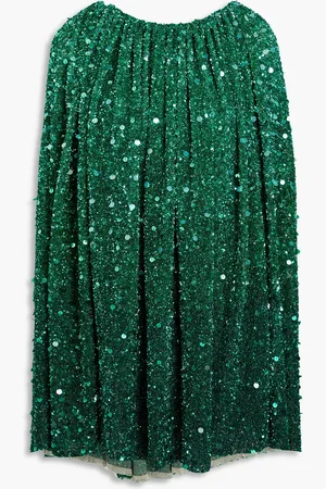 Oscar de la Renta Cape-effect sequined tulle mini dress - Green - M