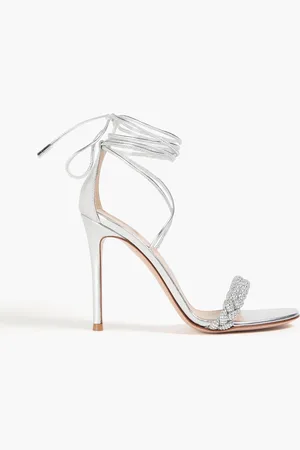 Gianvito Rossi Leomi crystal-embellished metallic leather sandals - Metallic - EU 35