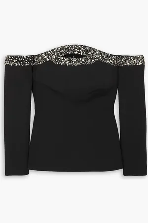 Safiyaa Roisin off-the-shoulder cutout embellished crepe top - - FR 44