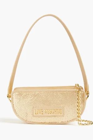 Moschino Sequined metallic faux textured-leather shoulder bag - Metallic - OneSize