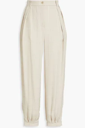 Emporio Armani Pleated seersucker tapered pants - Neutral - IT 40