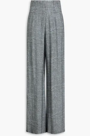 Emporio Armani Checked crepe wide-leg pants - - IT 50