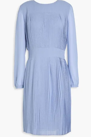 Emporio Armani Pleated woven dress - Blue - IT 38