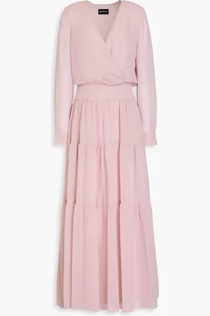 Emporio Armani Tiered georgette maxi dress - Pink - IT 42