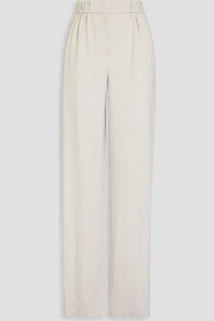 Emporio Armani Checked crepe wide-leg pants - White - IT 40