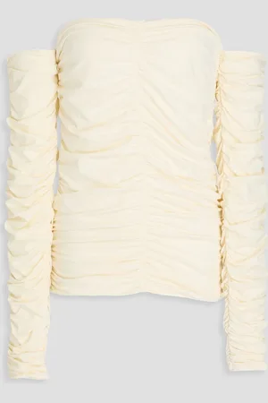 Rohe Off-the-shoulder ruched stretch-cotton jersey top - White - DE 42