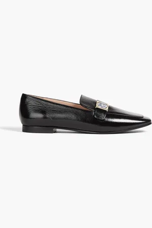 Emporio Armani Embellished glossed-leather loafers - - EU 37