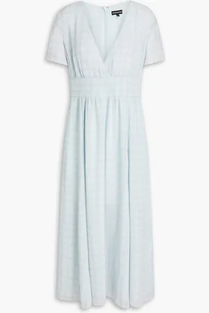 Emporio Armani Checked crepon midi dress - Blue - IT 44
