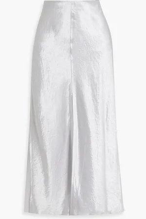 Vince Chiffon and crinkled-satin midi skirt - Gray - US 8