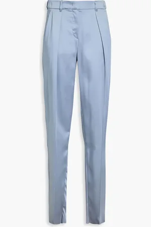 Emporio Armani Pleated satin tapered pants - Blue - IT 38