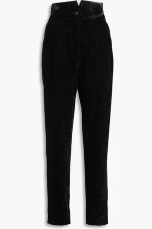 Emporio Armani Glittered velvet tapered pants - - IT 40