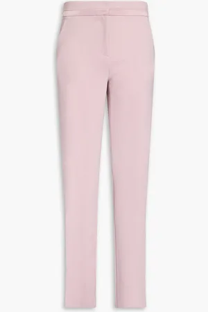 Emporio Armani Satin-trimmed stretch-crepe slim-leg pants - Pink - IT 40