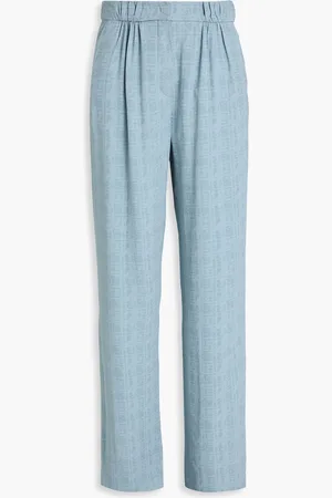 Emporio Armani Checked crepe wide-leg pants - Blue - IT 44