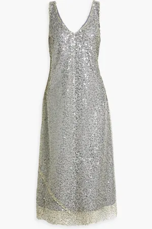 Vince Sequined metallic lace midi dress - Metallic - S