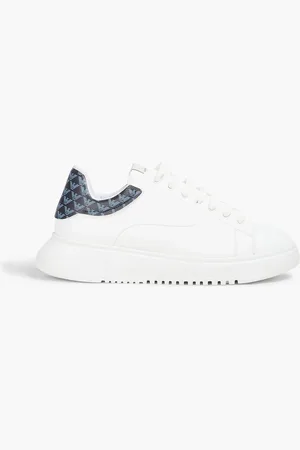 Emporio Armani Printed leather sneakers - Blue - EU 35