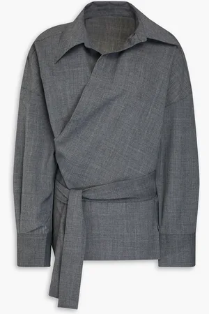 Rohe Belted woven wrap top - Gray - DE 40
