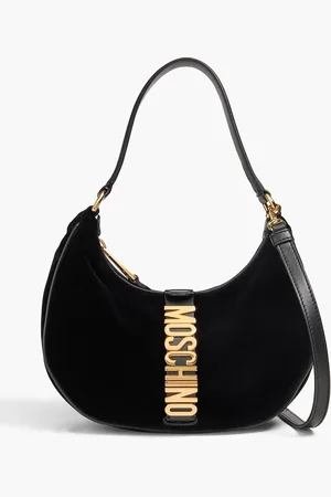 Moschino Leather-trimmed velvet shoulder bag - - OneSize
