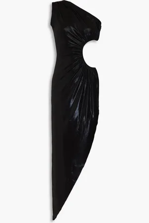 Norma Kamali One-shoulder cutout metallic stretch-jersey maxi dress - - FR 34