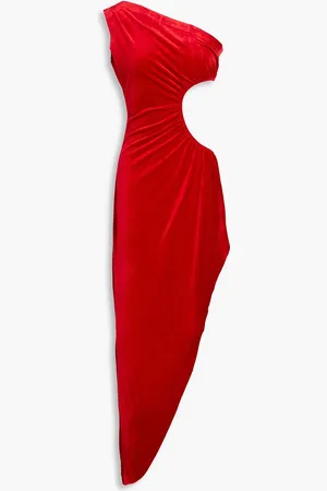 Norma Kamali One-shoulder cutout velvet maxi dress - - FR 36