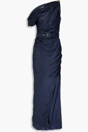 Nicholas One-shoulder satin maxi dress - Blue - US 2