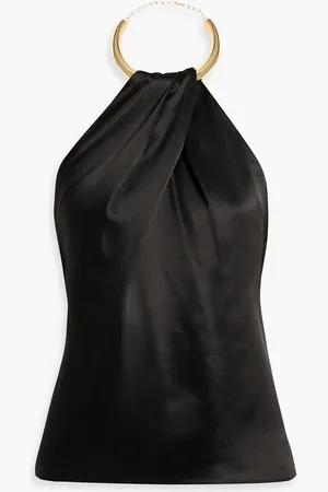 Nicholas Draped satin halterneck top - - US 2