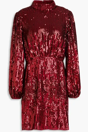 RIXO London Samantha sequined crepe de chine mini dress - Burgundy - UK 6