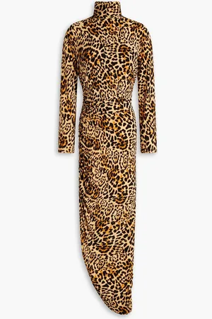 Norma Kamali Ruched leopard-print stretch-jersey maxi dress - - FR 34