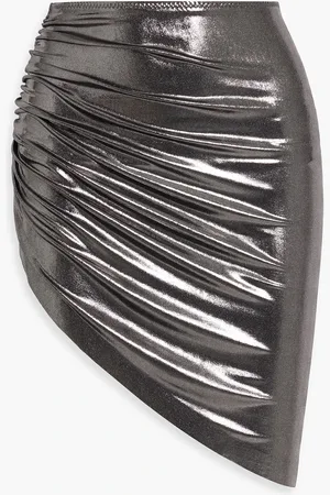 Norma Kamali Diana draped stretch-lamé mini skirt - Metallic - XXS