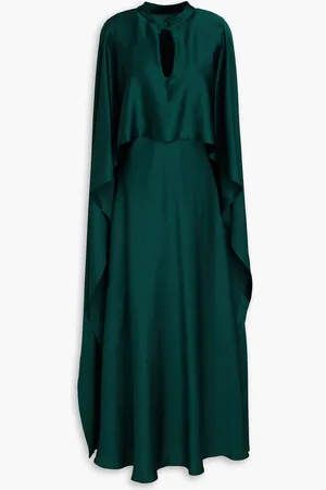 Simkhai Amory cape-effect satin-crepe maxi dress - Green - US 4