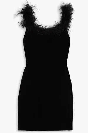 RIXO London Lena feather-trimmed velvet mini dress - - UK 8