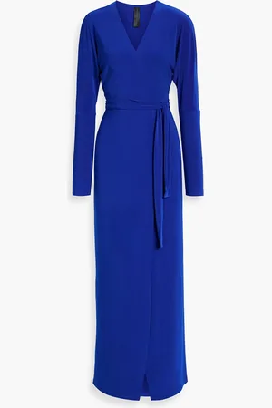 Norma Kamali Dolman stretch-jersey wrap gown - Blue - FR 36