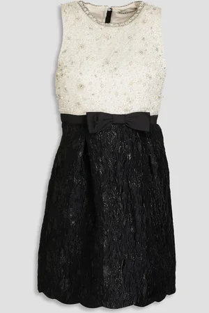 ALICE+OLIVIA Alice Olivia - Embellished cloqué-paneled metallic satin mini dress - White - US 12