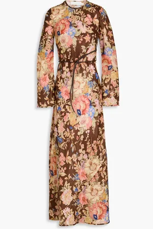 ZIMMERMANN Floral-print linen maxi dress - Brown - 0