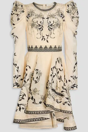 ZIMMERMANN Metallic embroidered linen and silk-blend gauze mini dress - White - 00