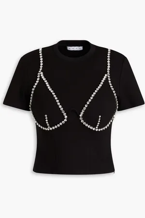 AREA Crystal-embellished jersey top - - XS